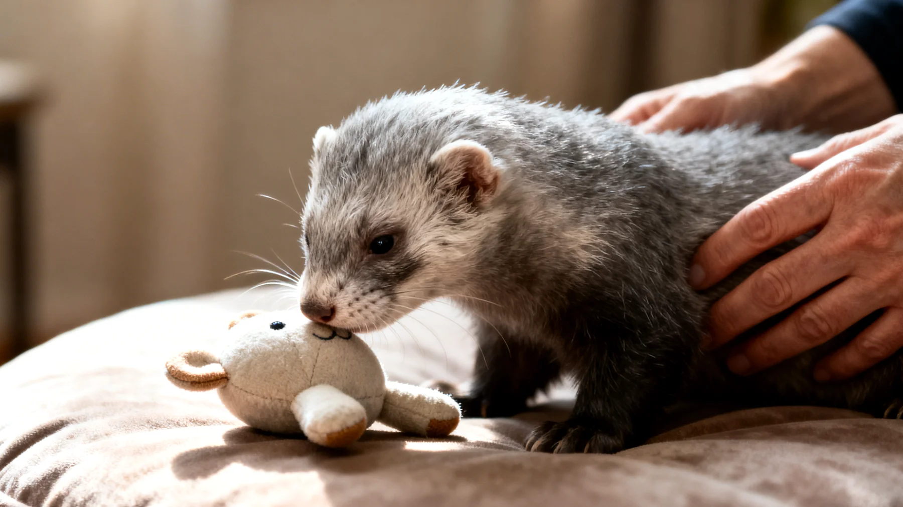 Ältere Frettchen benötigen angepasste Trainingsmethoden und sanfte Verhaltensübungen, die ihre eingeschränkte Mobilität, nachlassende Sinnesleistungen und kürzere Aufmerksamkeitsspanne berücksichtigen, um geistig aktiv zu bleiben ohne Überforderung"
