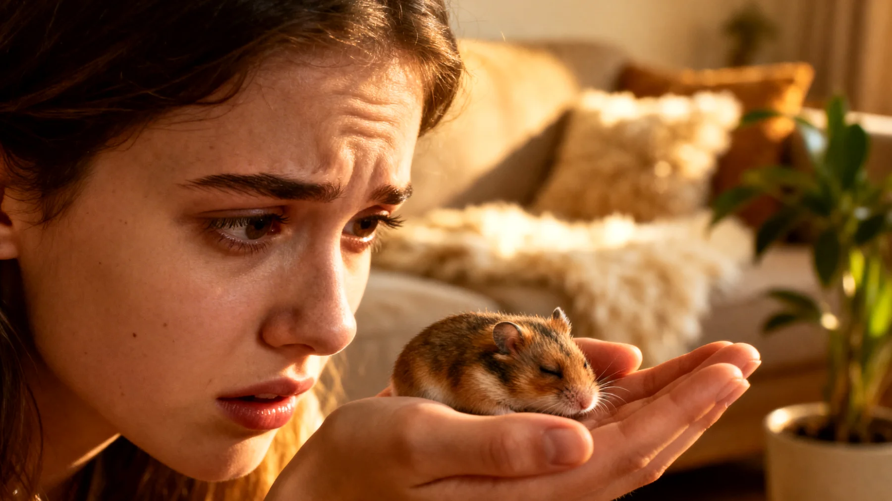 Junger Hamster leidet unter leichten Verdauungsbeschwerden oder Durchfall, und der Besitzer sucht nach schonenden Hausmitteln zur Unterstützung ohne sofortigen Tierarztbesuch"