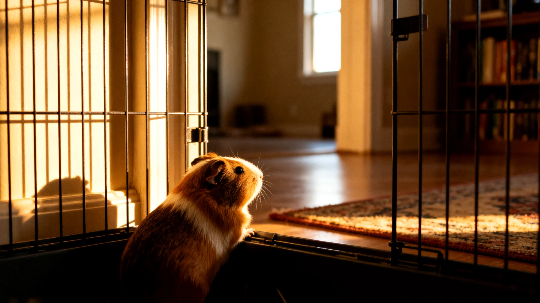 Meerschweinchen in der Wohnung brauchen eine strukturierte tägliche Routine mit regelmäßigen Auslaufzeiten, Fütterungsrhythmus und sozialer Interaktion, um Langeweile und Verhaltensprobleme zu vermeiden"