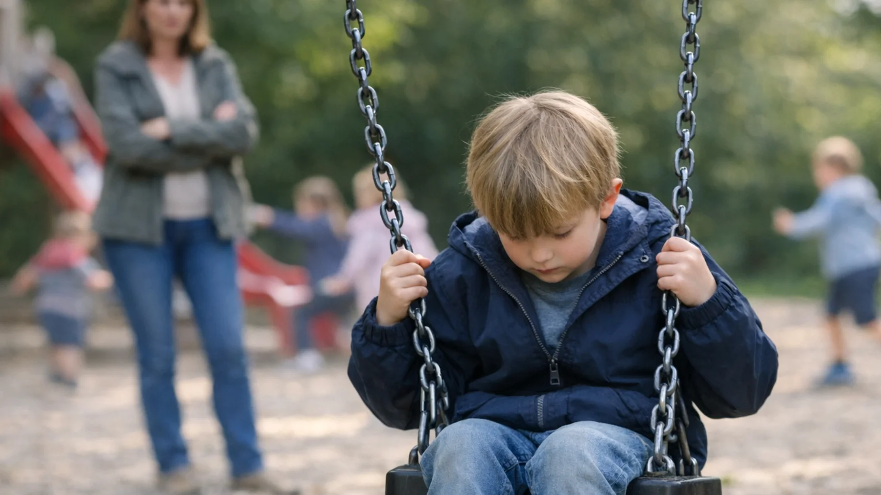 Die Mutter beobachtet, dass ihr Kind in sozialen Situationen extrem schüchtern und zurückgezogen ist – es vermeidet Kontakt zu Gleichaltrigen, spielt alleine auf dem Spielplatz und weigert sich, an Kindergeburtstagen oder Gruppenaktivitäten teilzunehmen. Die Mutter weiß nicht, ob sie eingreifen oder das Kind seinen eigenen Rhythmus finden lassen soll."