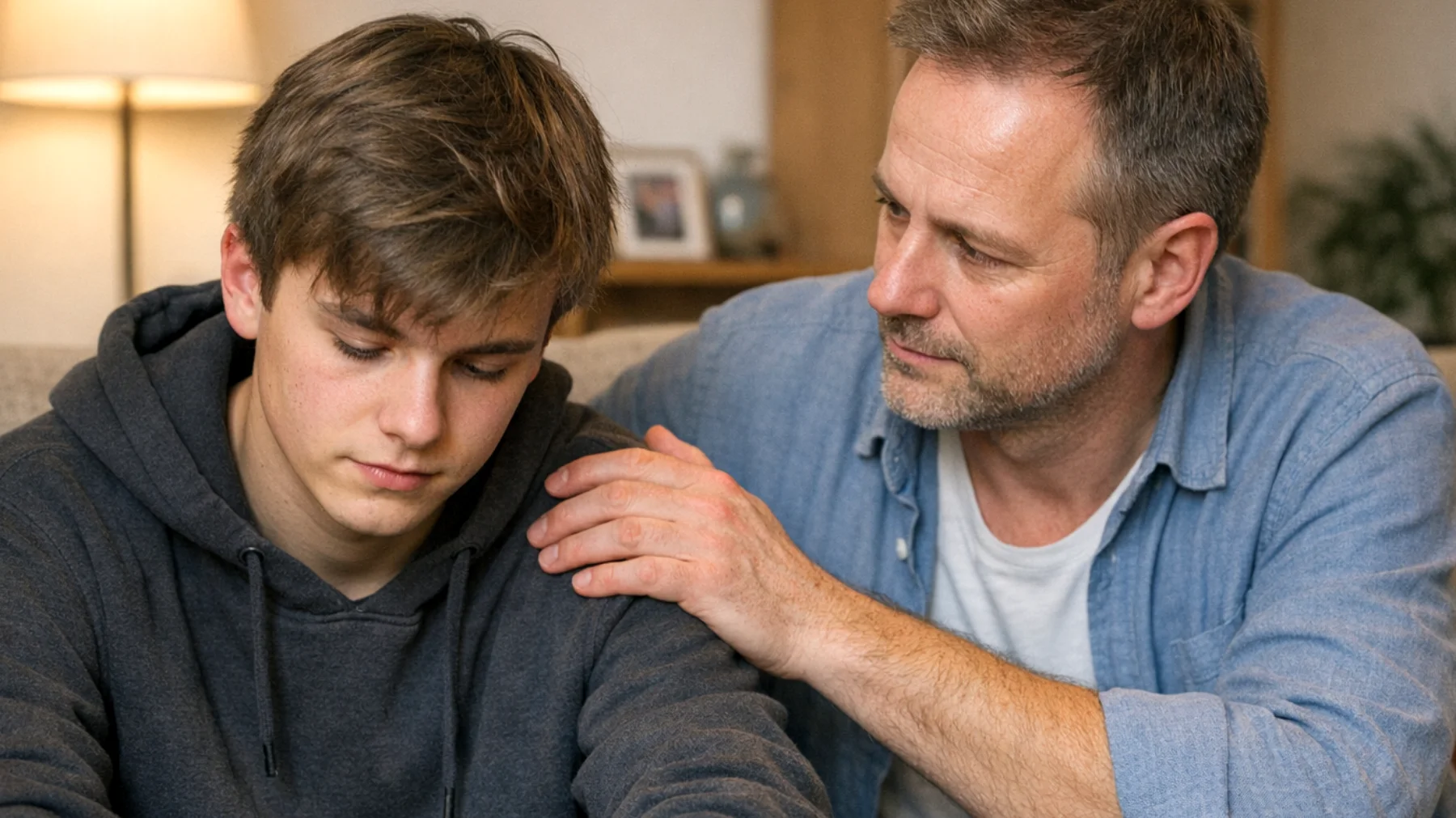 Der Vater beobachtet, dass sein jugendliches Kind zunehmend unter einem geringen Selbstwertgefühl leidet: Es vergleicht sich ständig mit Gleichaltrigen, zweifelt an seinen Fähigkeiten, vermeidet Herausforderungen aus Angst vor dem Scheitern und äußert häufig negative Überzeugungen über sich selbst wie 'Ich bin nicht gut genug' oder 'Ich schaffe das sowieso nicht'. Der Vater weiß nicht, wie er reagieren soll, ohne das Problem zu verschlimmern oder seinen Sohn/seine Tochter unter Druck zu setzen."